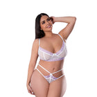 Magic Silk Sheer Passion Demi Bra & High Cut Tanga White/Lavender Queen Size