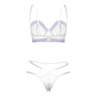 Magic Silk Sheer Passion Demi Bra & High Cut Tanga White/Lavender Queen Size