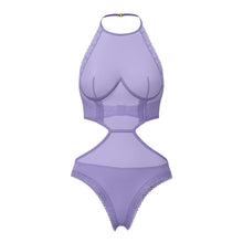 Magic Silk Sheer Passion Halter Teddy Very Peri Queen Size