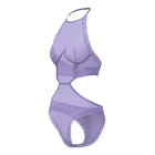 Magic Silk Sheer Passion Halter Teddy Very Peri Queen Size