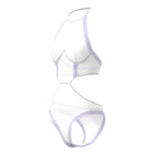 Magic Silk Sheer Passion Halter Teddy White/Lavender L/XL