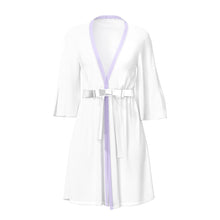 Magic Silk Sheer Passion Flutter Sleeve Robe White/Lavender L/XL
