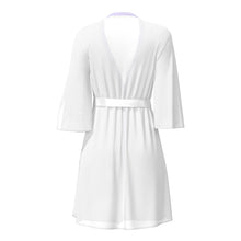 Magic Silk Sheer Passion Flutter Sleeve Robe White/Lavender Queen Size