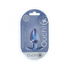 Ouch! Smooth Silicone Anal Plug Medium 3.1 in. Metallic Blue