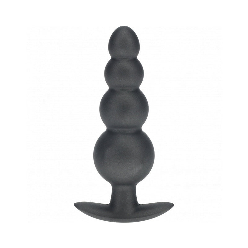 Ouch! Smooth Silicone Beaded Anal Plug 4.6 in. Gun Metal