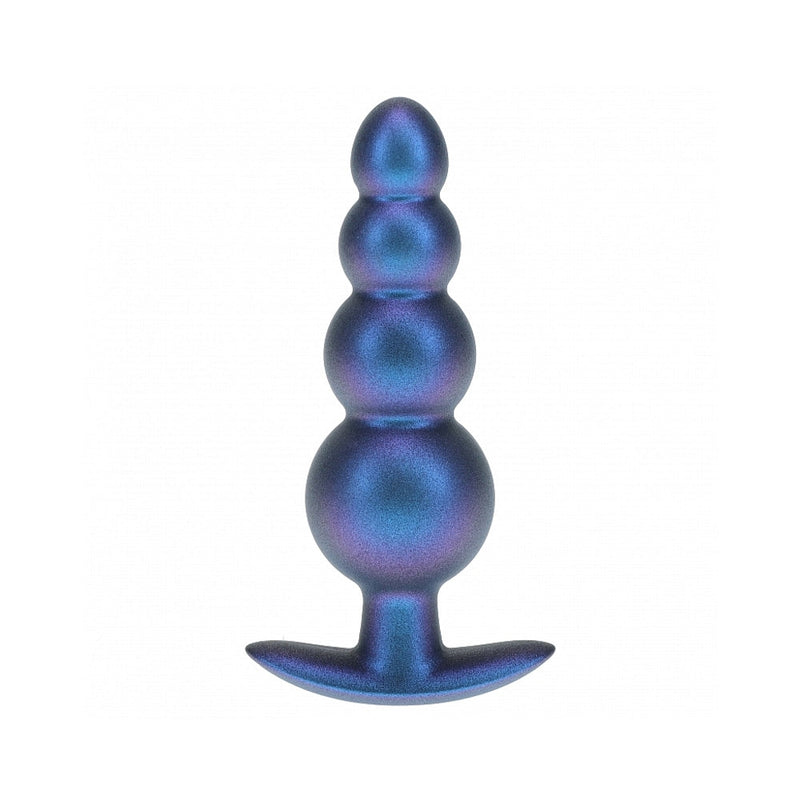 Ouch! Smooth Silicone Beaded Anal Plug 4.6 in. Metallic Blue