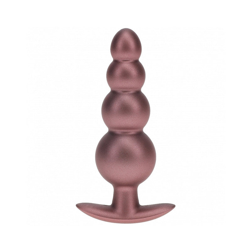 Ouch! Smooth Silicone Beaded Anal Plug 4.6 in. Rose Gold