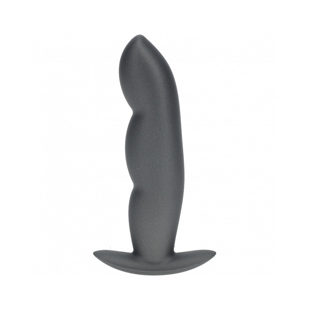 Ouch! Smooth Silicone Finger Anal Plug 4.6 in. Gun Metal