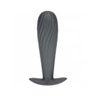 Ouch! Smooth Silicone Ribbed Anal Plug 4.6 in. Gun Metal