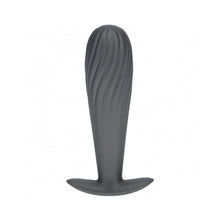 Ouch! Smooth Silicone Ribbed Anal Plug 4.6 in. Gun Metal