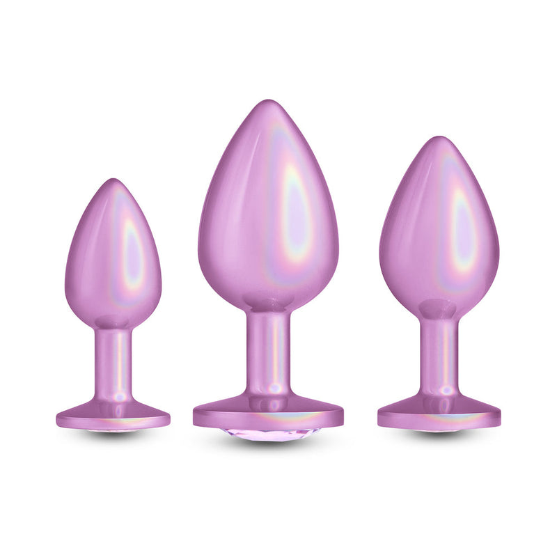 Rear Assets 3-Piece Metal Plug Kit Iridescent Pink with Pink Gem