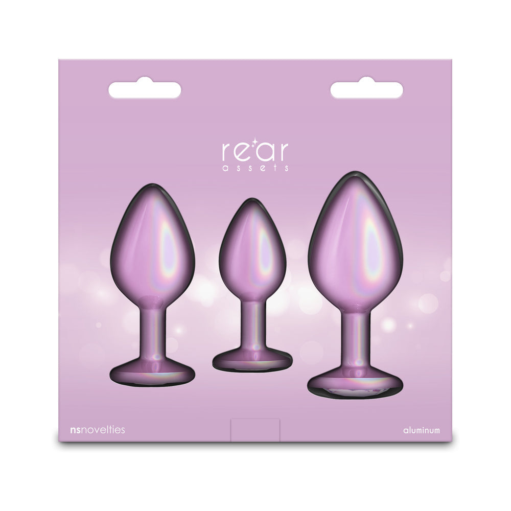 Rear Assets 3-Piece Metal Plug Kit Iridescent Pink with Pink Gem