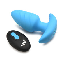 BANG! Rotating & Vibrating Silicone Butt Plug with Remote Blue