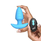 BANG! Rotating & Vibrating Silicone Butt Plug with Remote Blue