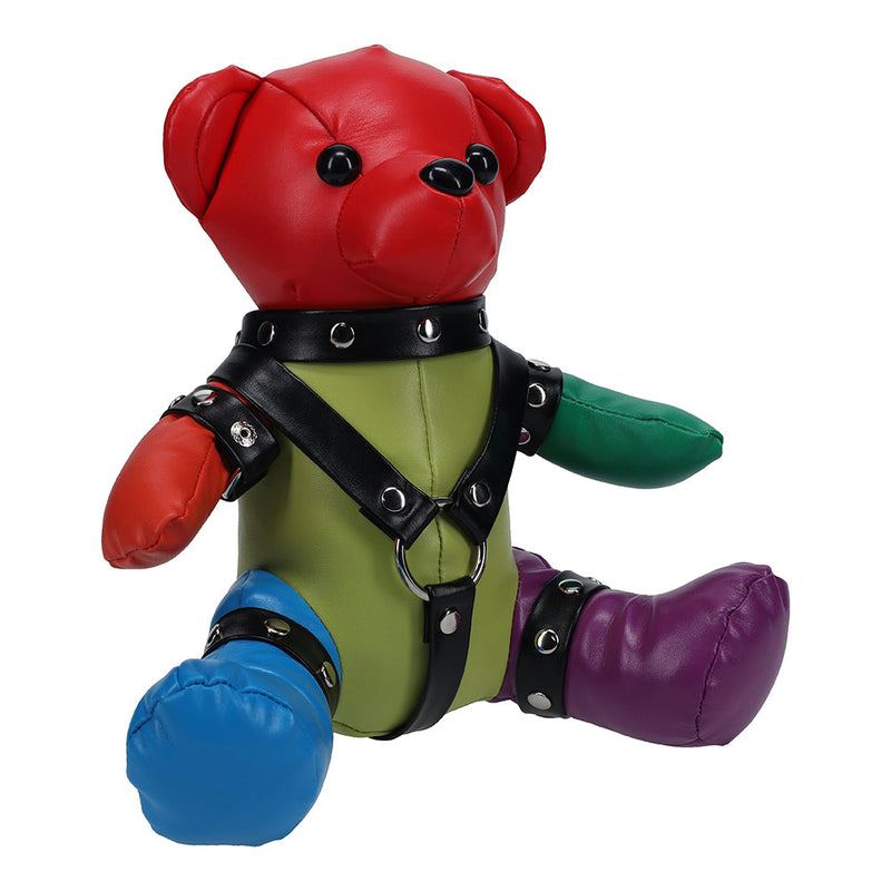 Shots Rainbow Bear Plushie Black Harness