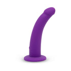 Together Tilt 7 in. Vibrating Silicone Dildo & Harness Set Purple