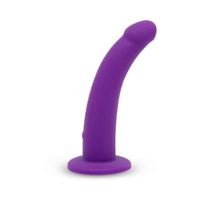 Together Tilt 7 in. Vibrating Silicone Dildo & Harness Set Purple