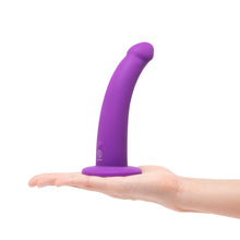 Together Tilt 7 in. Vibrating Silicone Dildo & Harness Set Purple