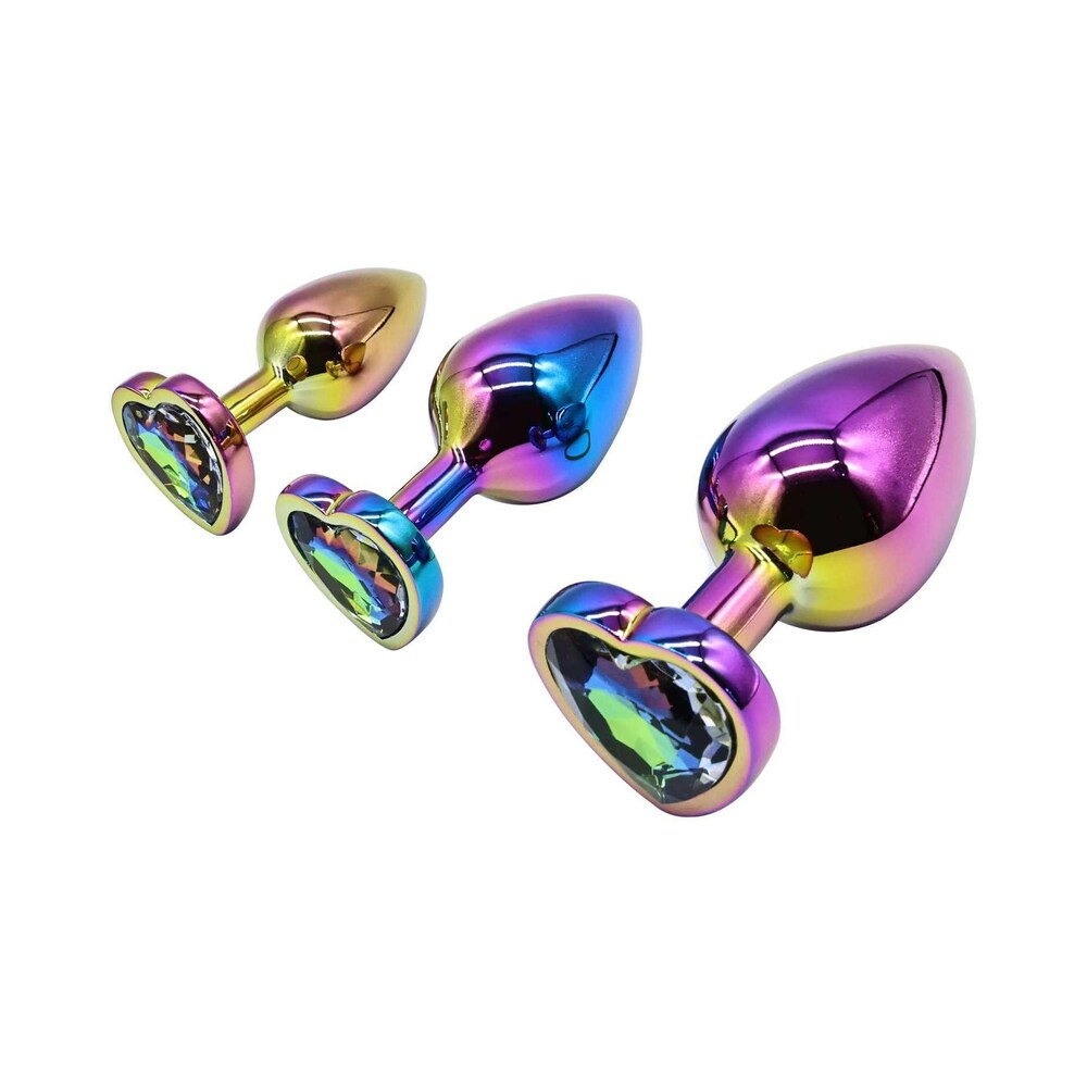 Adam & Eve Rainbow Heart Anal Plug Training Set