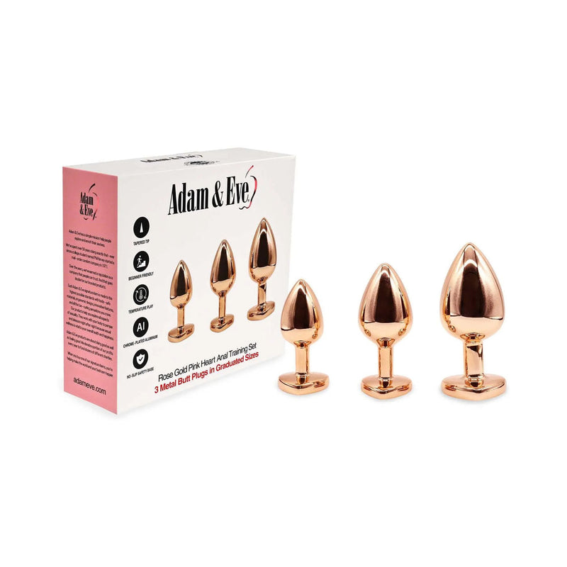 Adam & Eve Rose Gold Pink Heart Anal Plug Training Set