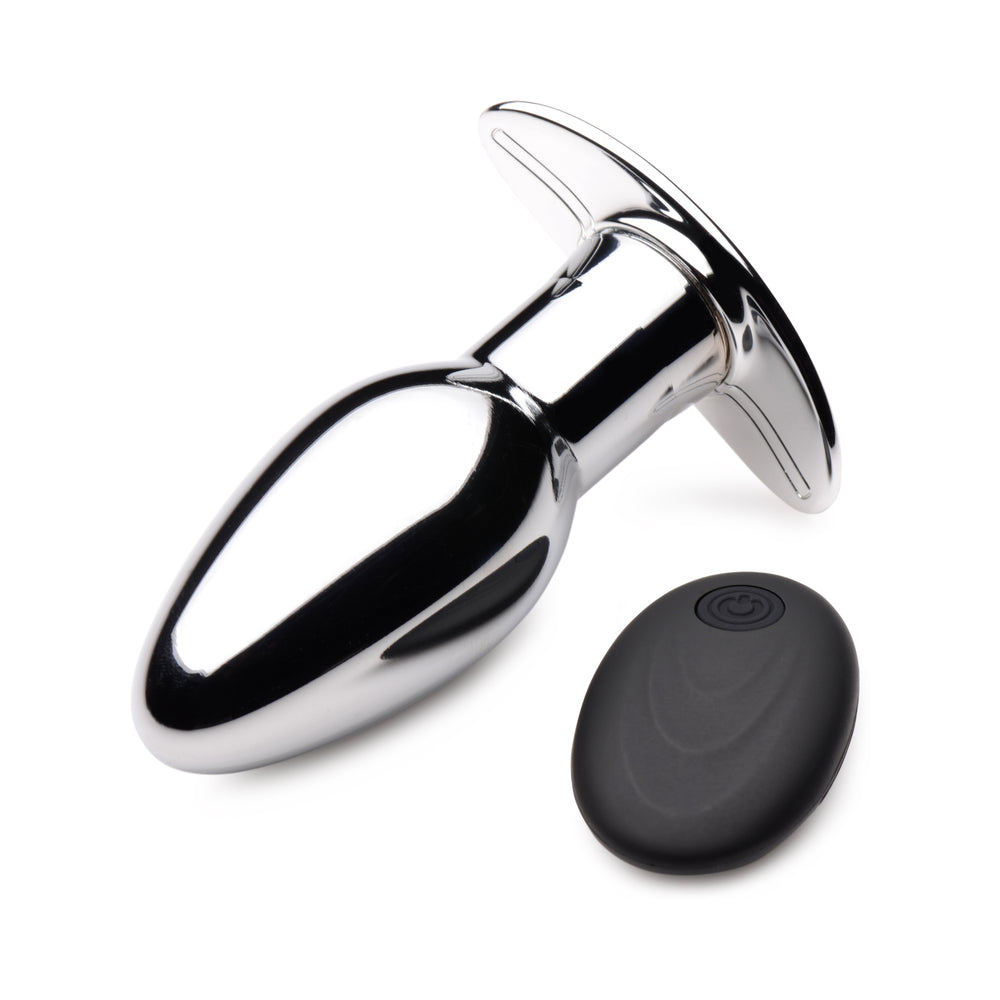 Master Series Chrome Blast 7X Rechargeable Butt Plug with Remote Small