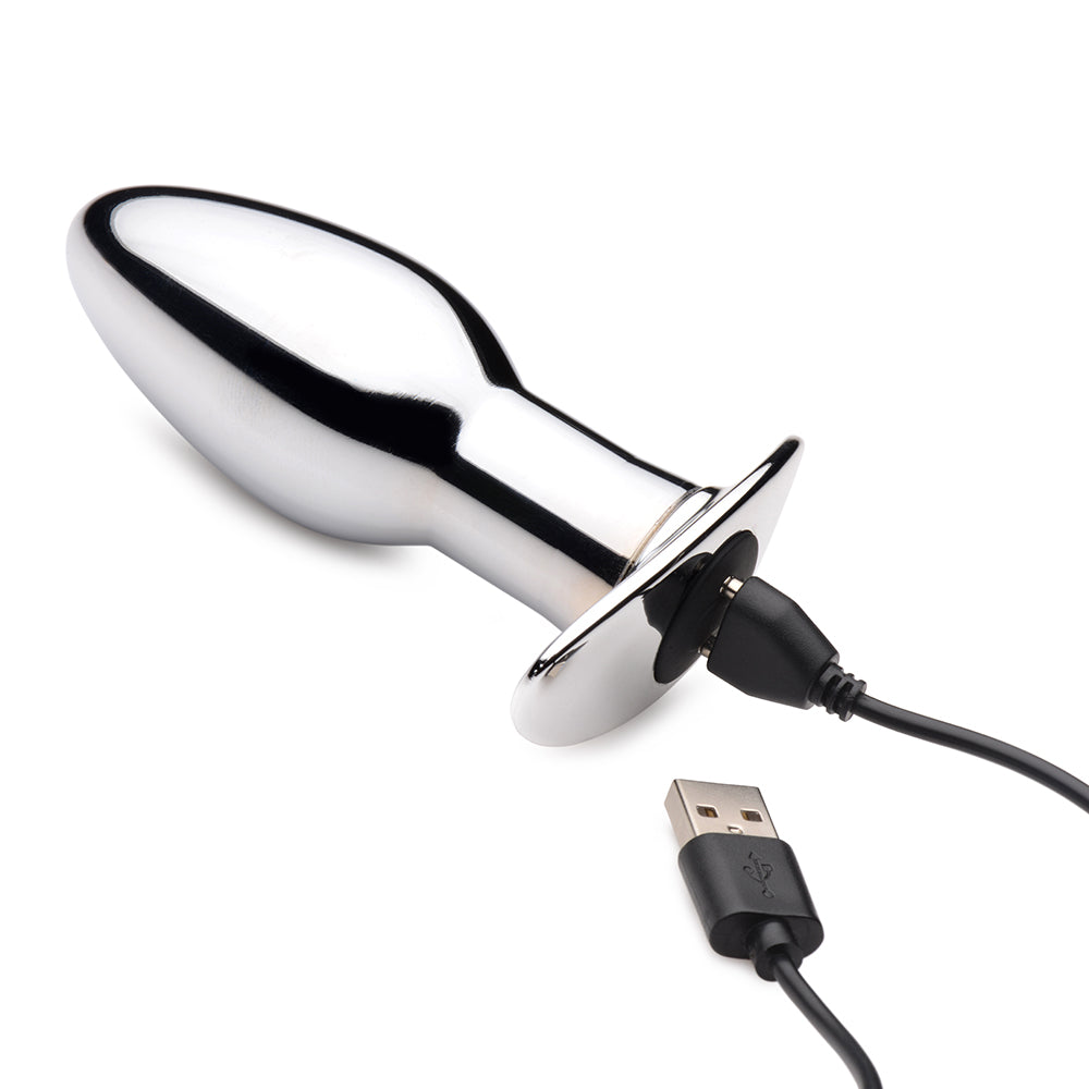 Master Series Chrome Blast 7X Rechargeable Butt Plug with Remote Small