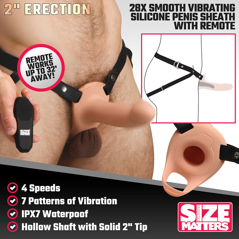 Size Matters 2 in. Erection 28X Smooth Remote Vibrating Silicone Sheath Light