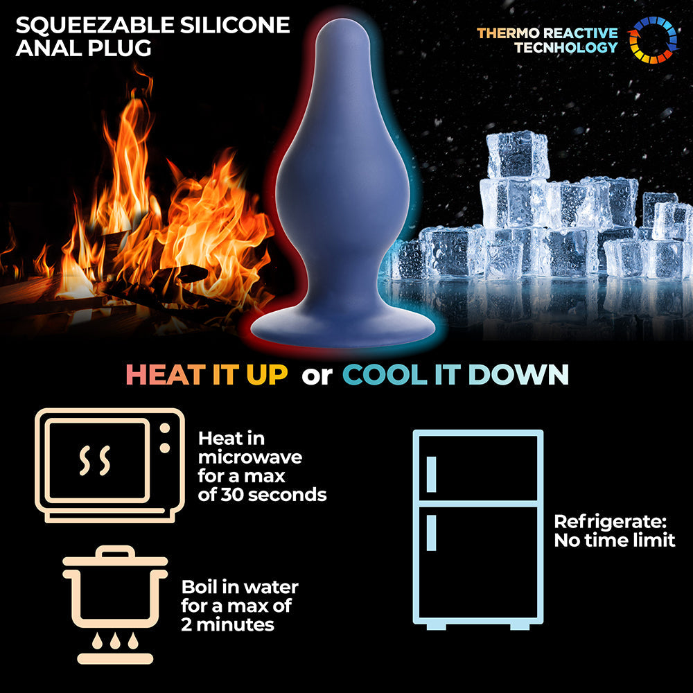 Squeeze-It Squeezable Tapered Large Anal Plug Blue