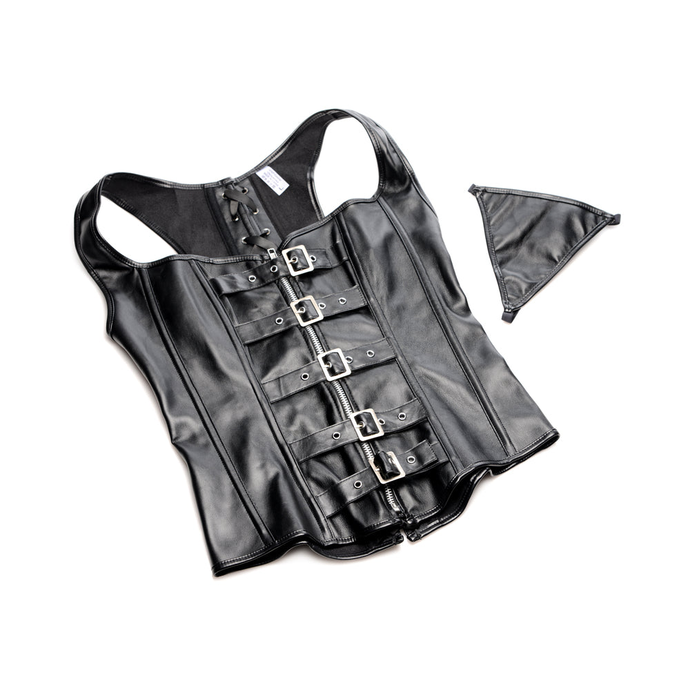 STRICT Lace-up Corset Vest & Thong L