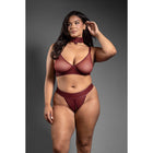 Fantasy Lingerie Domina Embossed Faux Leather Convertible Bra with Chain Leash & Open Panty Queen Size