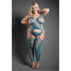 Fantasy Lingerie Sheer Everlasting Reversible Footless Floral Knit Bodystocking & G-String Panty Queen Size