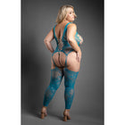 Fantasy Lingerie Sheer Everlasting Reversible Footless Floral Knit Bodystocking & G-String Panty Queen Size