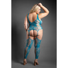 Fantasy Lingerie Sheer Everlasting Reversible Footless Floral Knit Bodystocking & G-String Panty Queen Size
