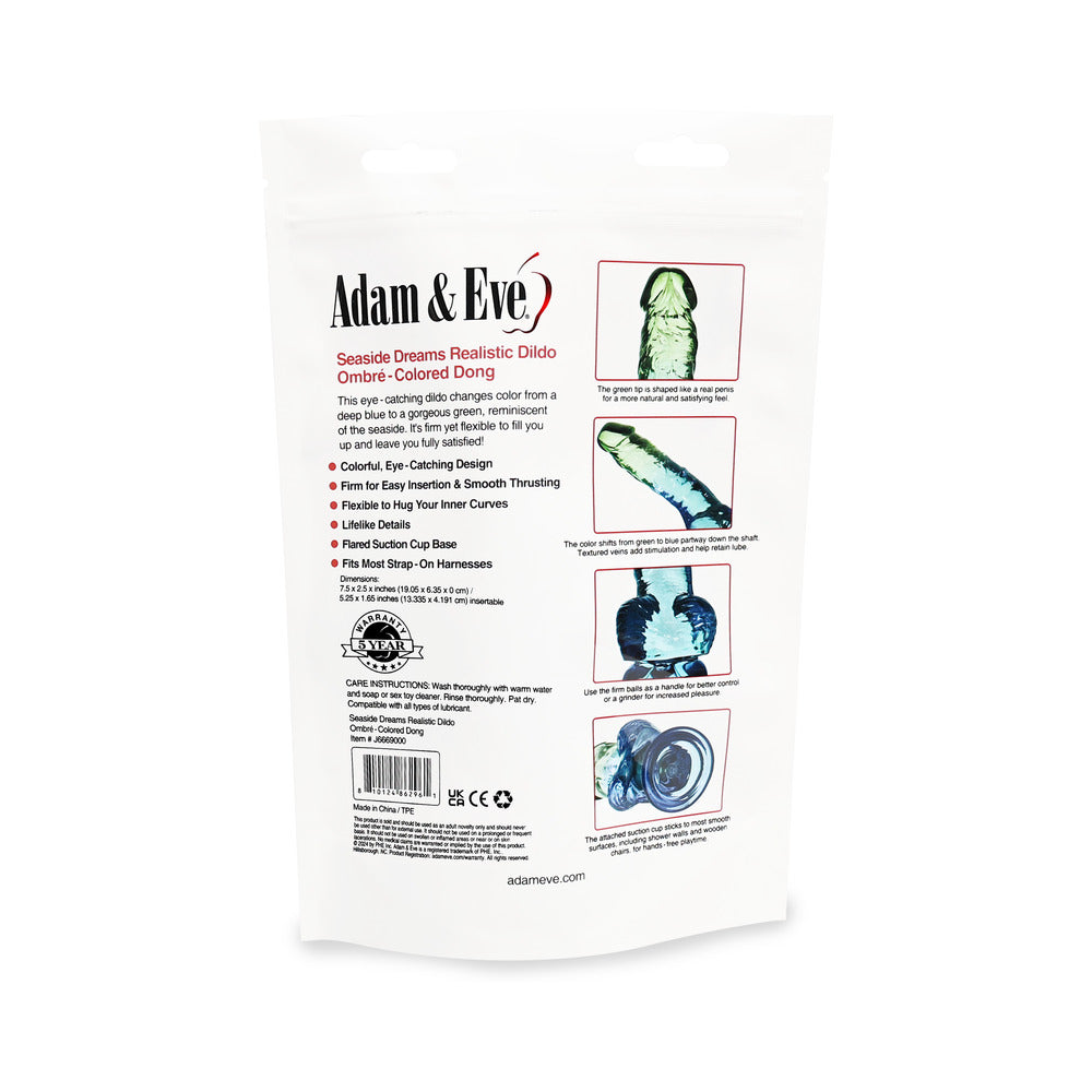 Adam & Eve Seaside Dreams Realistic Dildo 7.5 in. (Bag Packaging)