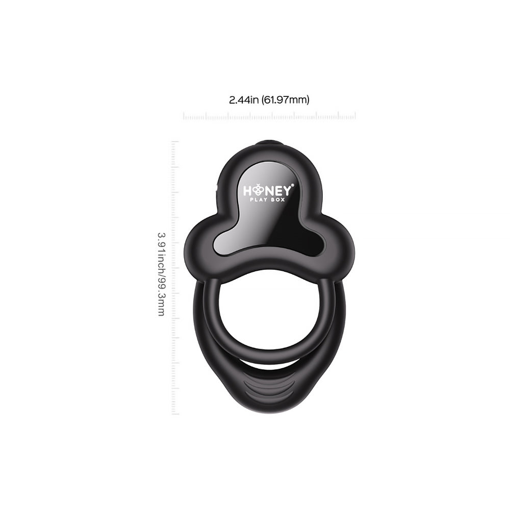 Honey Play Box Anello App-Controlled Vibrating Double Cock Ring with Clitoral Stimulator Black