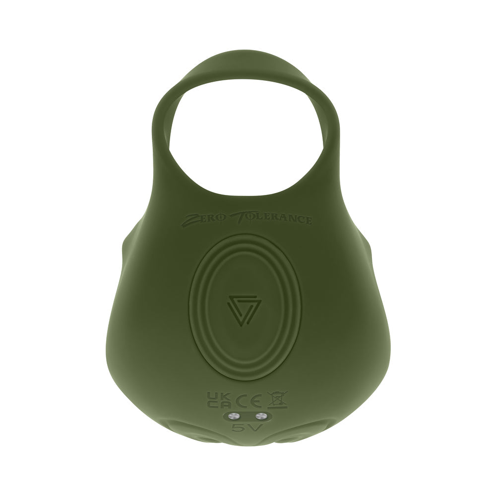 Zero Tolerance Nutty Buddy Rechargeable Cock Ring Stimulator Silicone Green