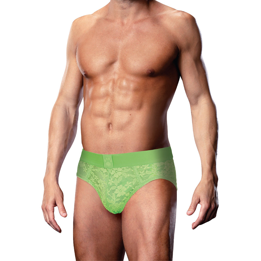 Prowler Lace Open Back Brief Neon Green M