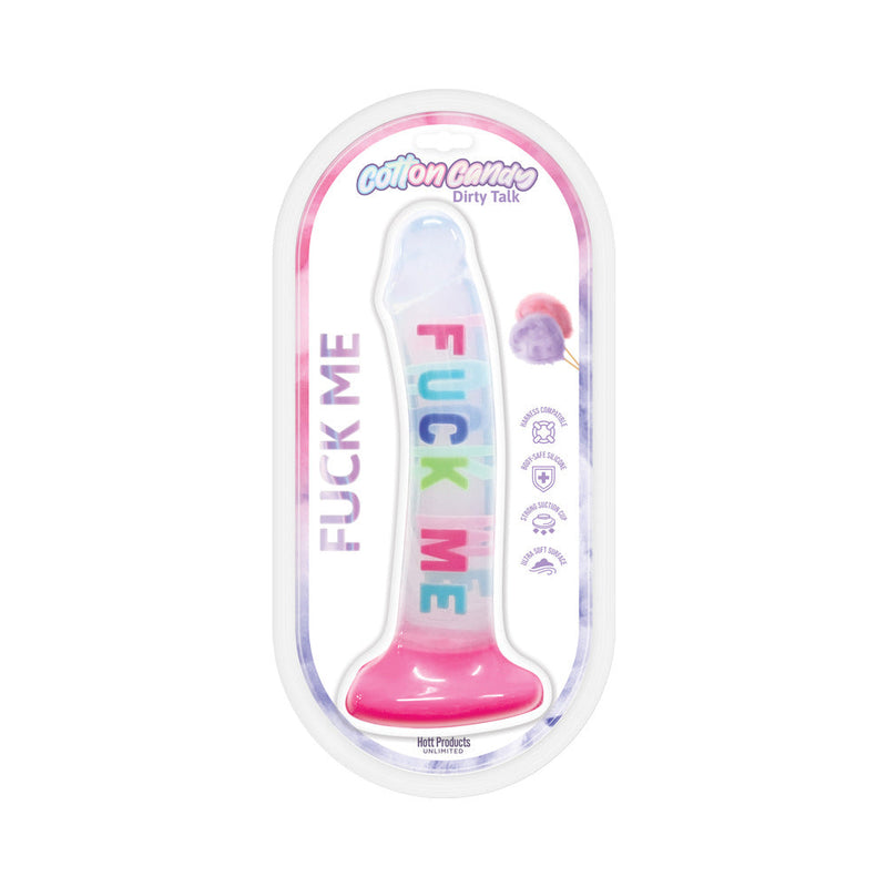 Cotton Candy Dirty Talk Fuck Me 8 in. Silicone Dildo