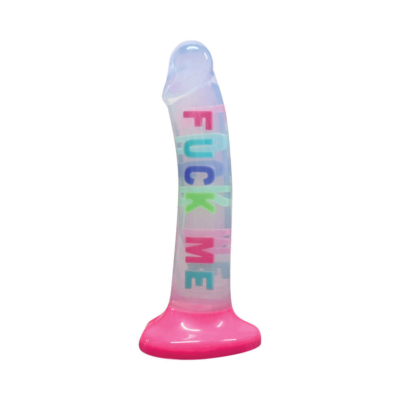 Cotton Candy Dirty Talk Fuck Me 8 in. Silicone Dildo