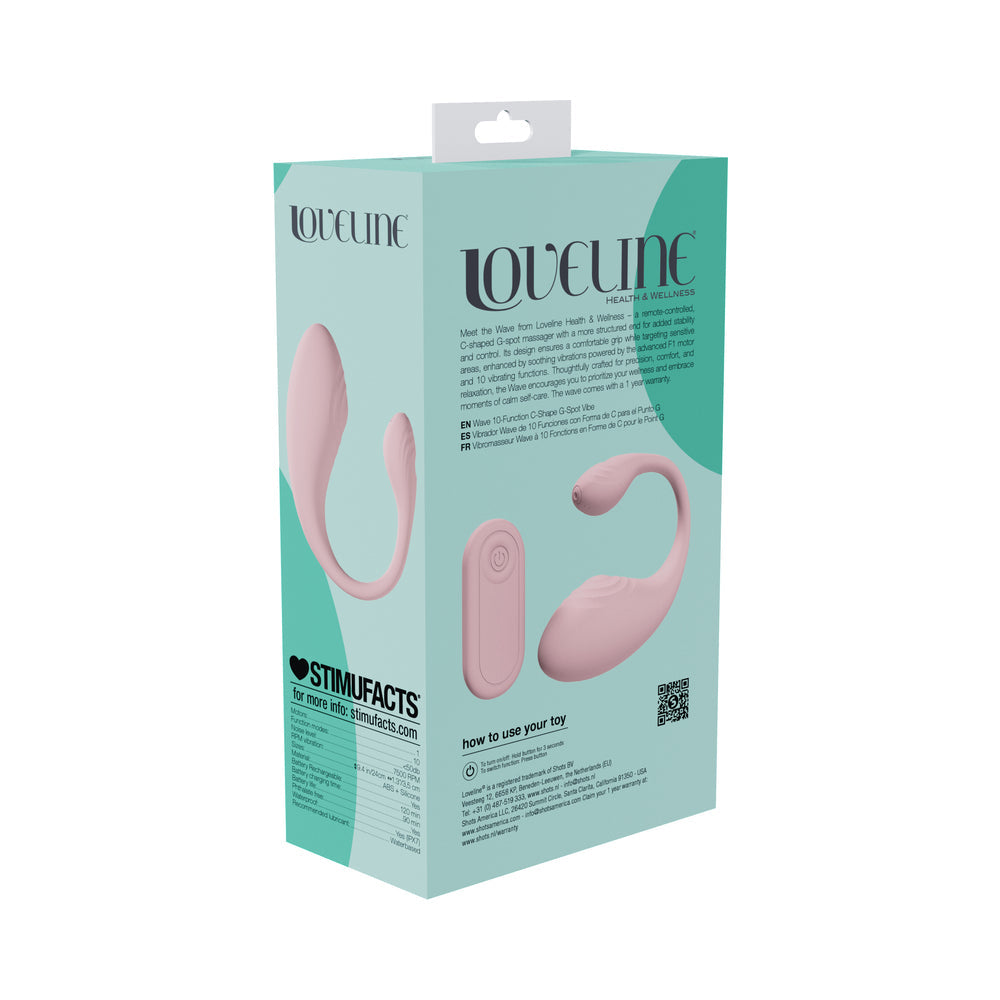 LoveLine Wave C-shape Vibe Waterproof Remote Pink
