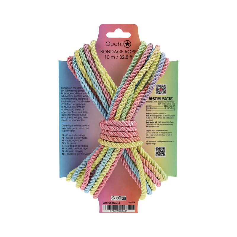 Ouch! Bondage Rope 10 m Nylon Multicolor Pastel