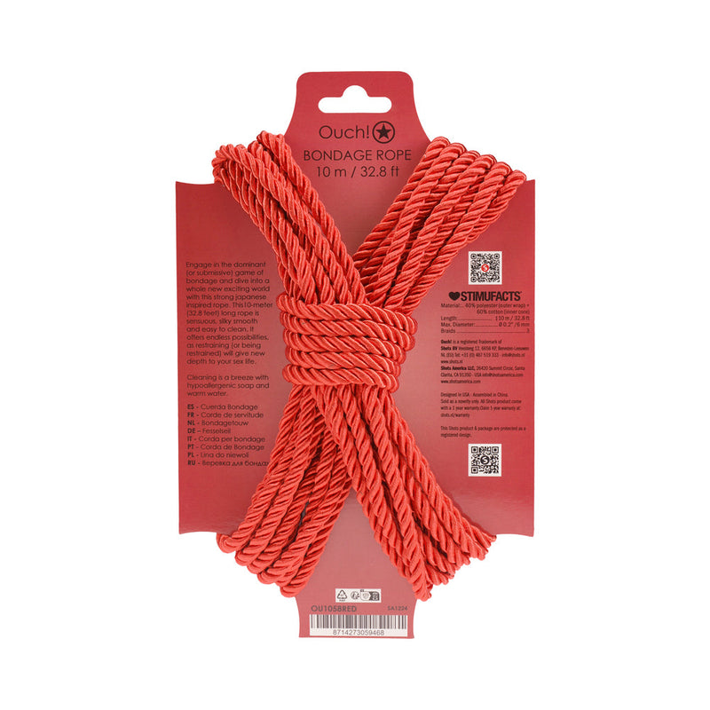 Ouch! Bondage Rope 10 m Nylon Red