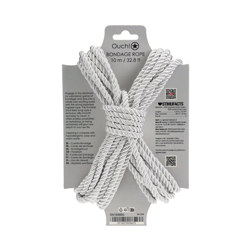 Ouch! Bondage Rope 10 m Nylon Silver