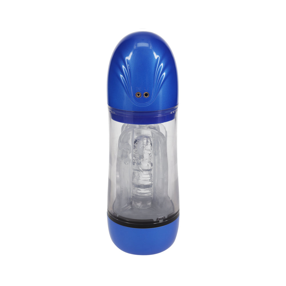 PUMPED SonicPull Masturbator Suction Vibration Multimedia Enhanced Metallic Blue