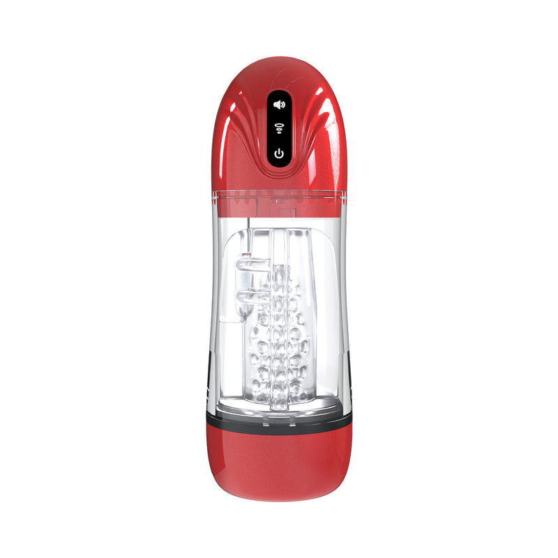 PUMPED SonicPull Masturbator Suction Vibration Multimedia Enhanced Metallic Red