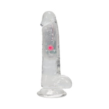 RealRock Wireless Rechargeable Remote Control LED Vibrating 6 in. Dildo with Balls Clear