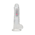 RealRock Wireless Rechargeable Remote Control LED Vibrating 8 in. Dildo with Balls Clear