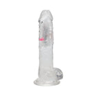 RealRock Wireless Rechargeable Remote Control LED Vibrating 8 in. Dildo with Balls Clear