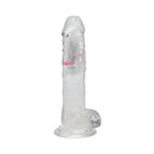 RealRock Wireless Rechargeable Remote Control LED Vibrating 8 in. Dildo with Balls Clear