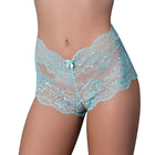 Magic Silk Pheromone Panties Split Crotch Lace Boy Short 2-Pack Aqua/Black S/M